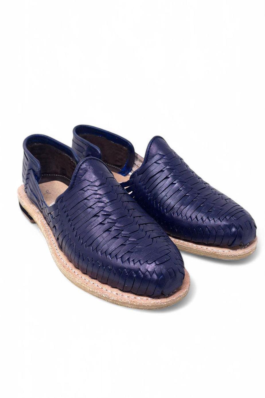 Men's Navy Huaraches – Handcrafted Leather Sandals with Leather Sole – Fresh and Comfortable Shoes