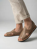Mexican Huaraches for Men in Dark Taupe with Durable Rubber Sole