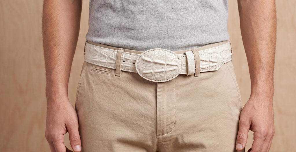 Men's imitation crocodile cowboy belt in embossed cowhide, 40mm wide, handmade belt in honey brown or black