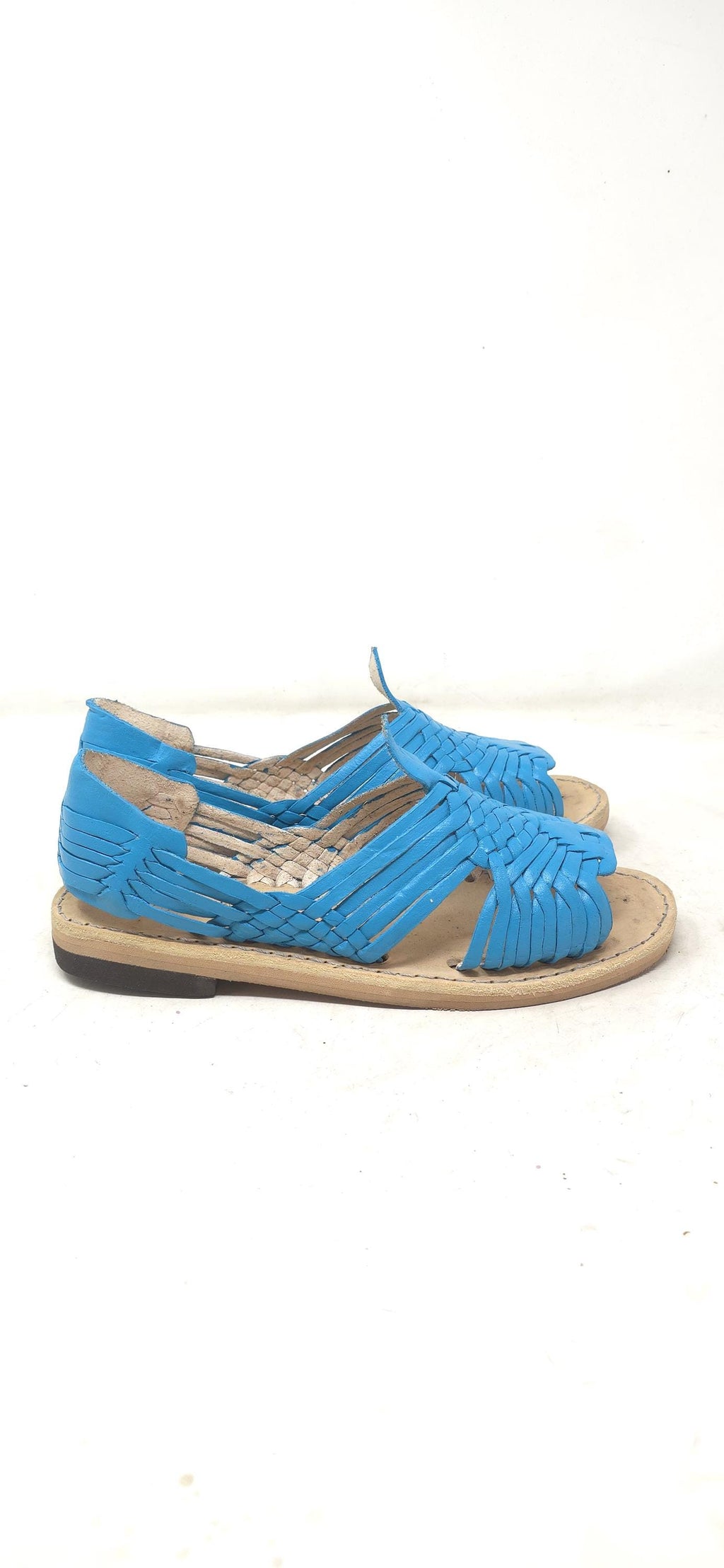 Mexican Huaraches for women, Pachuco, genuine leather, aqua color, open toe, made in Mexico