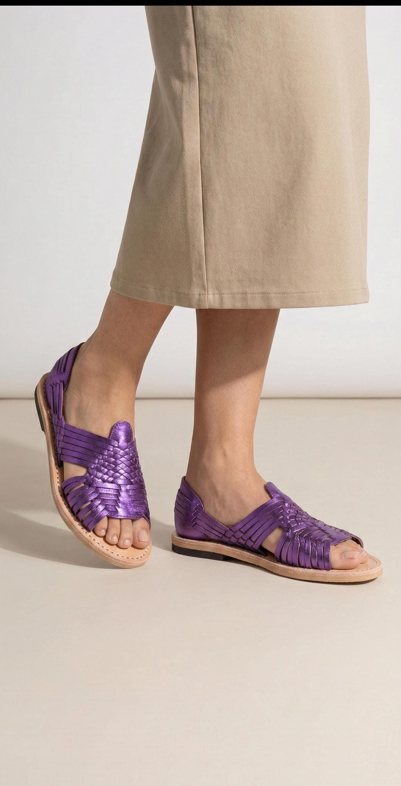 Colorful Artisan Metallic Huaraches for Women - Handmade Mexican Sandals in US Sizes 5-10