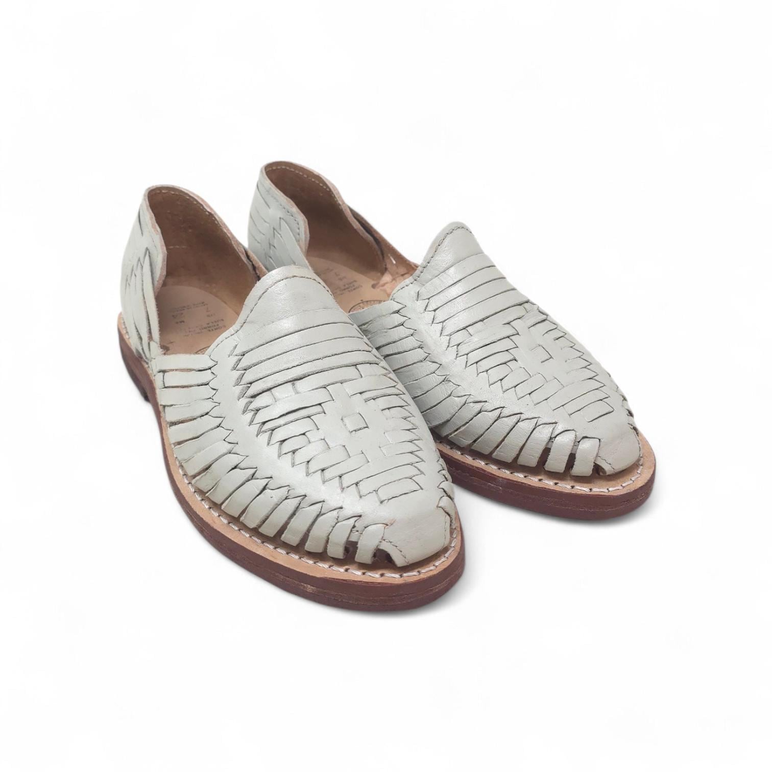 Mexican Huaraches Bone closed toe genuine leather cowhide sole for women handmade in Mexico