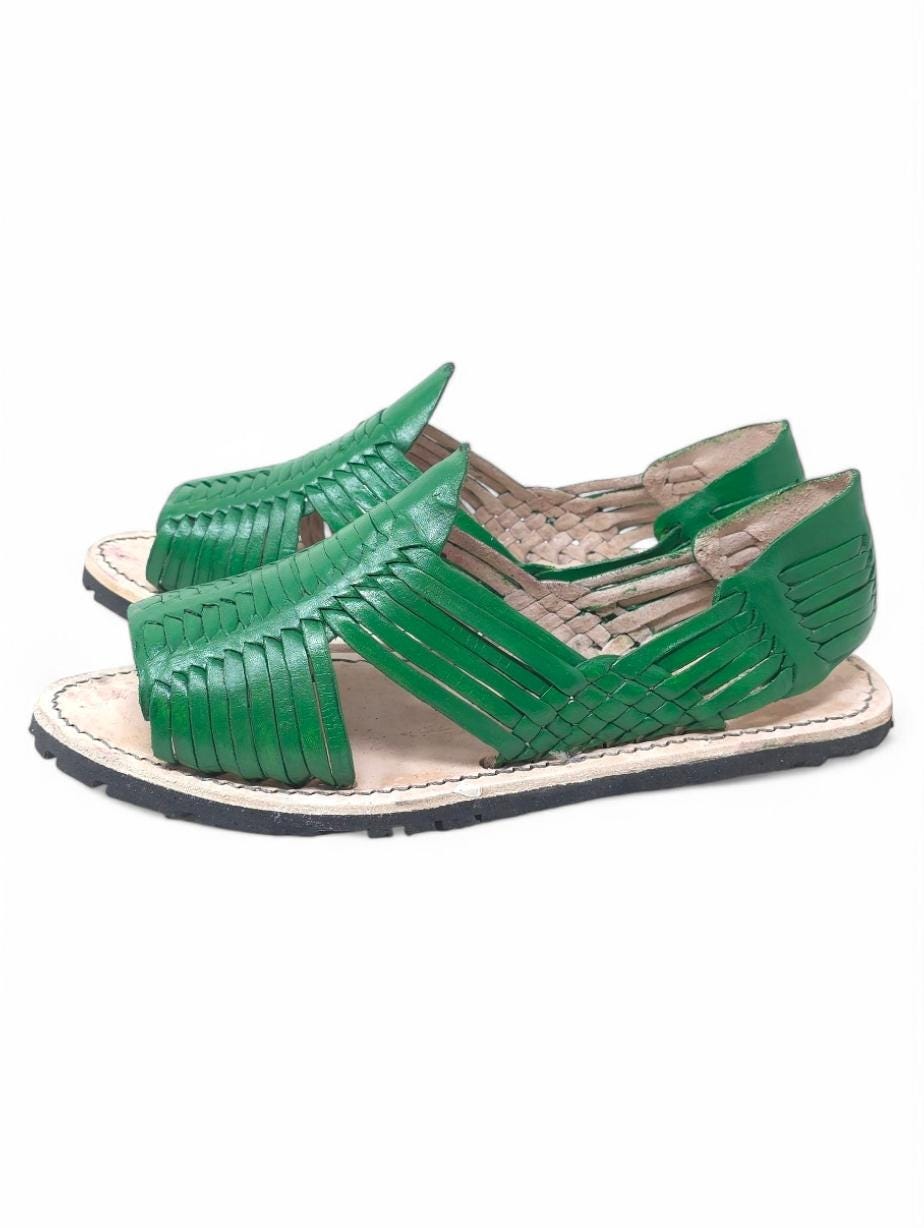 Men's Mexican Huaraches in Green – Handmade, Comfortable, and Cool, thick rubber sole, made in Mexico