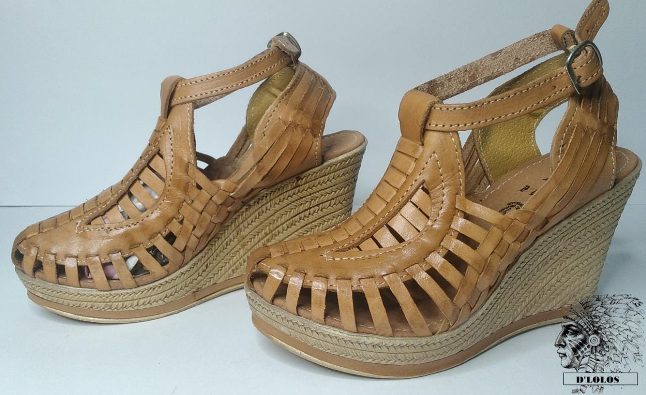 Women's Mexican wedge huaraches, closed toe, adjustable strap, comfortable high platform, 6 colors, handmade in Mexico
