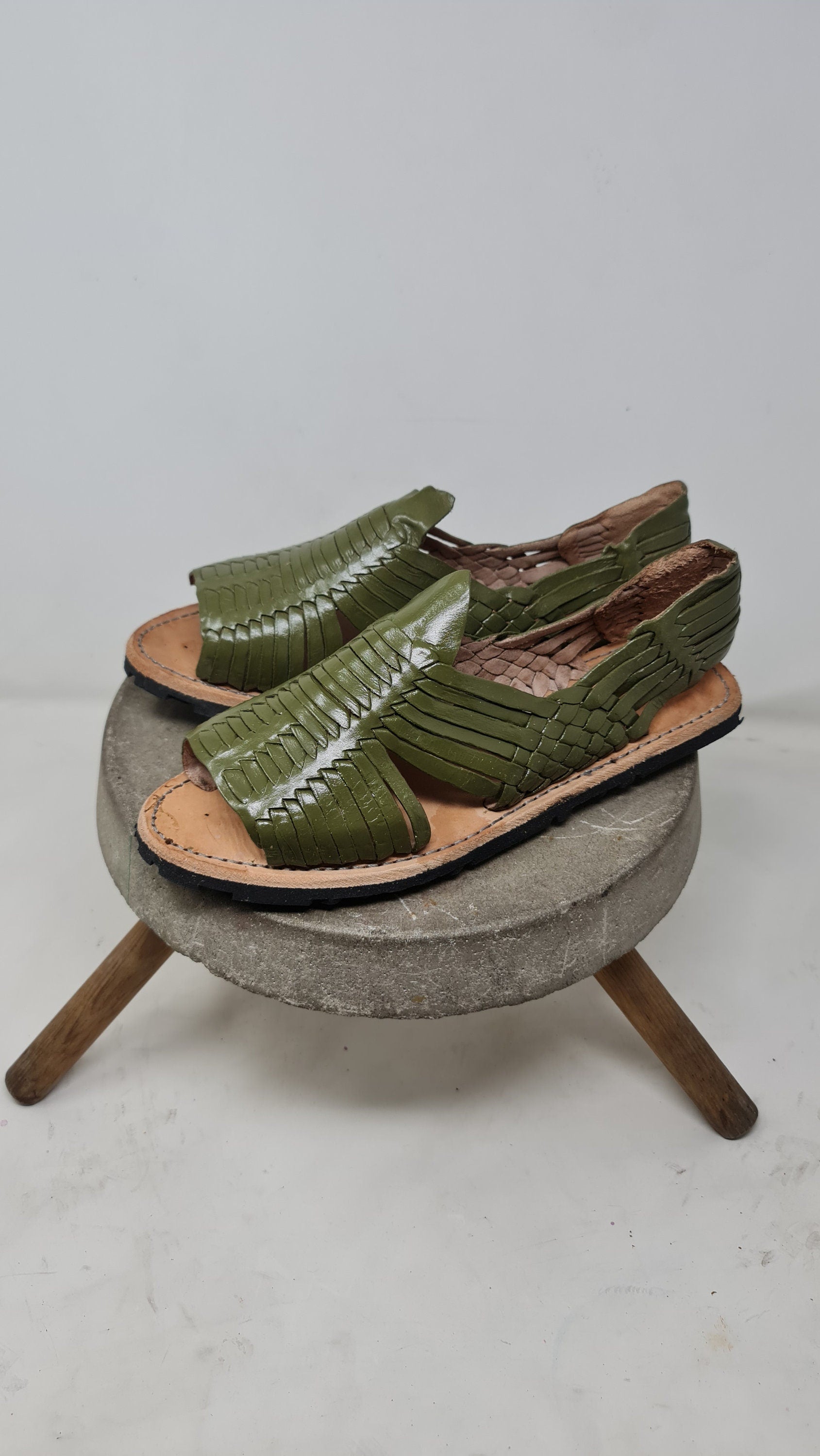 Men's Mexican Huaraches Avocado Green - Open Toe - Durable Rubber Sole - Exclusive Footwear - Direct Shipping from Mexico