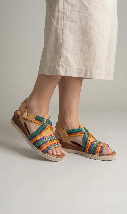 Women's handmade huaraches with lightweight platform - genuine leather, daily comfort