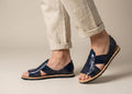 Handmade Huarache Sandals for Men in Navy Blue - Unique and Comfortable Design