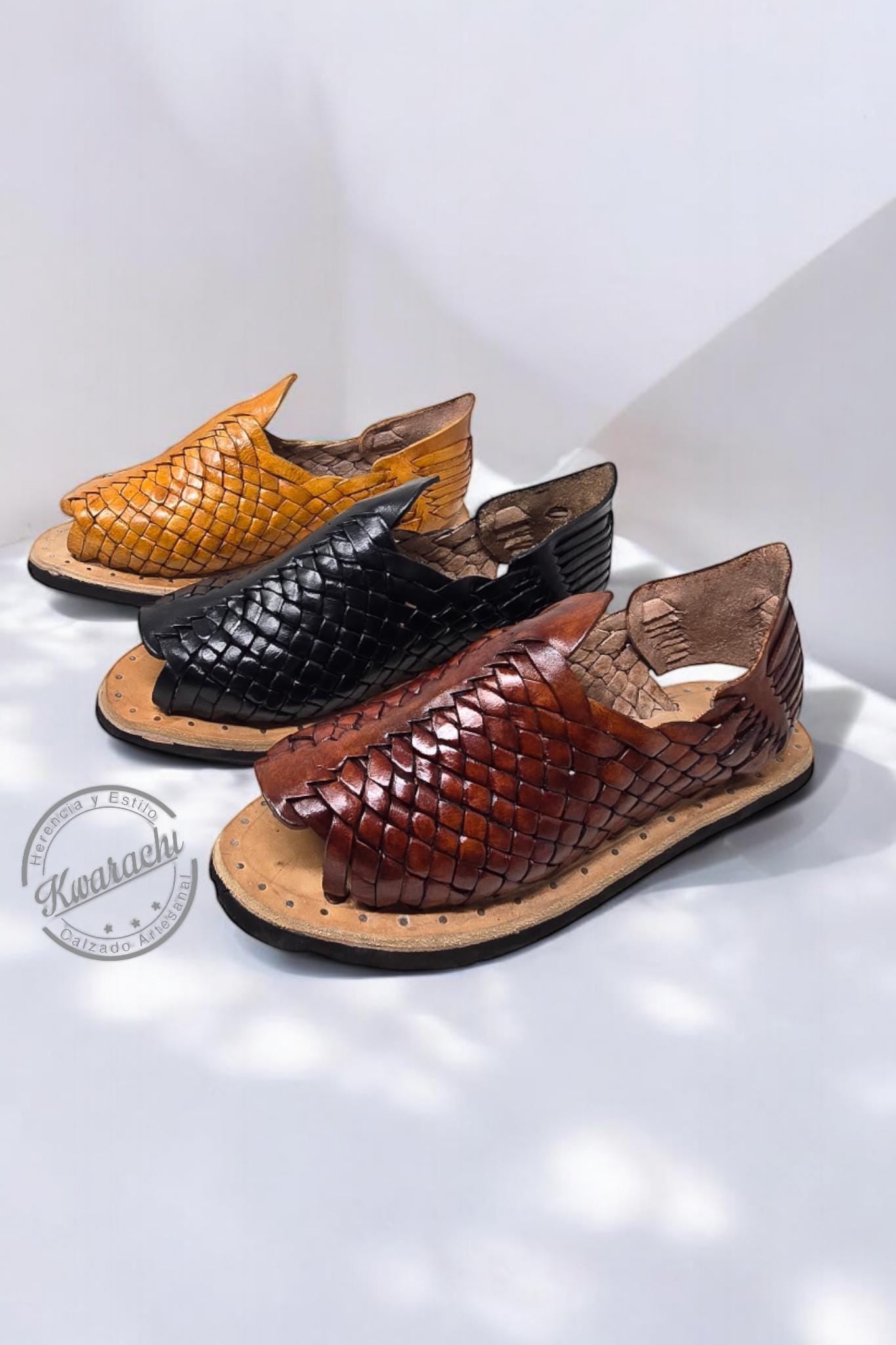 Mexican Sandals with Tire Sole | Handmade Mexican Huaraches | Available in Black, Honey, and Tobacco Colors, All Sizes Boho