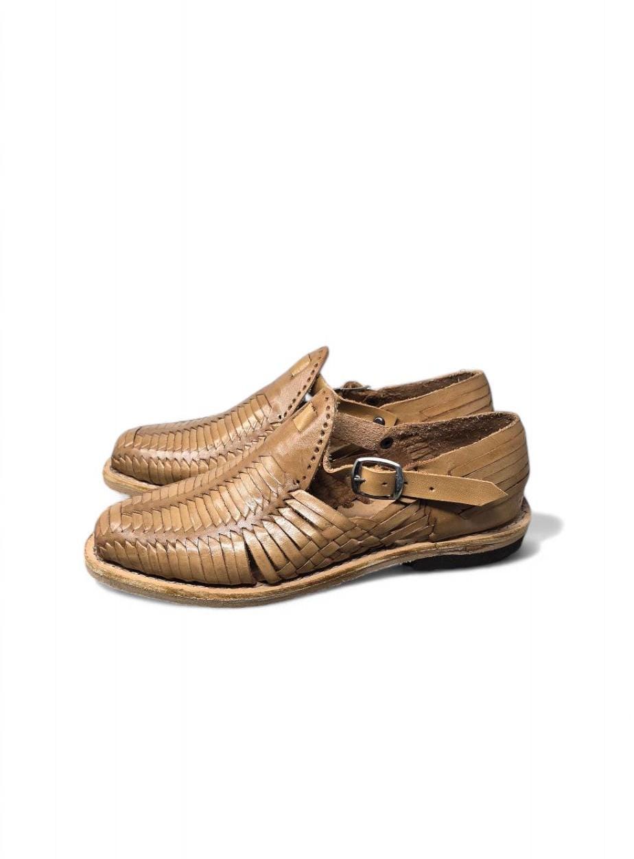 Women's Mexican Huaraches - Handcrafted Leather Sandals in Honey and Dark Red