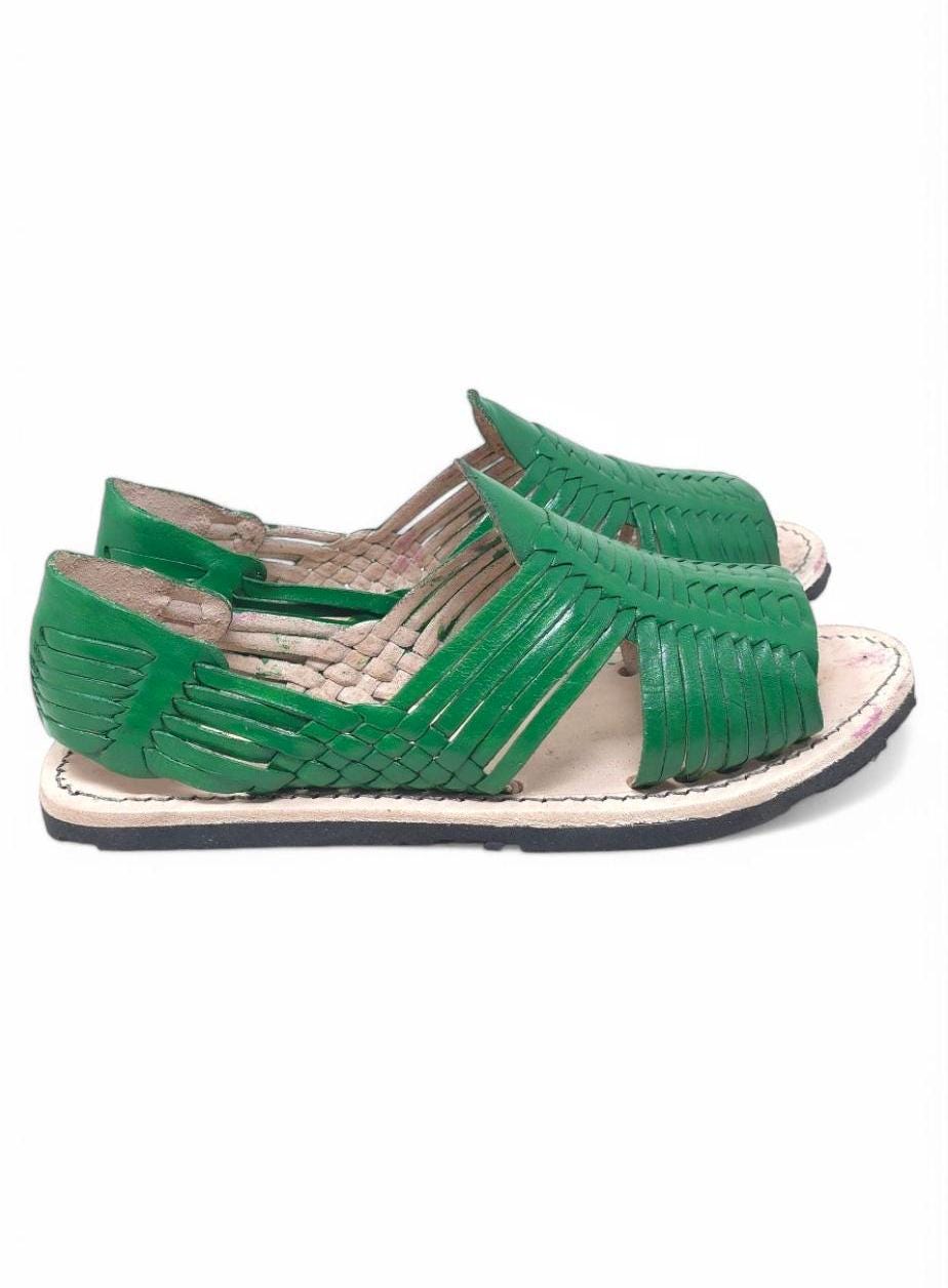 Men's Mexican Huaraches in Green – Handmade, Comfortable, and Cool, thick rubber sole, made in Mexico