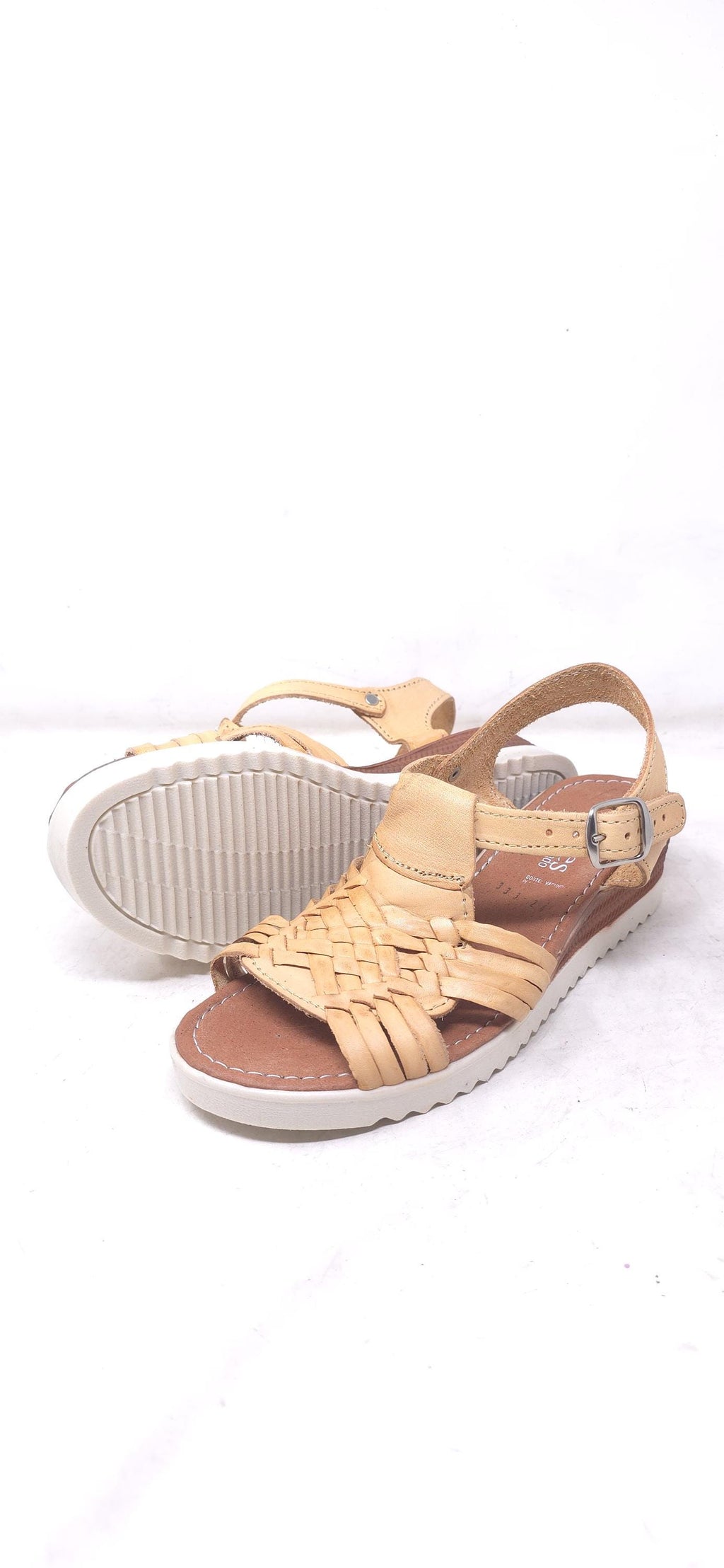 Women's open-toe honey huaraches | braided leather buckle sandal | comfortable platform sole | handmade Mexico