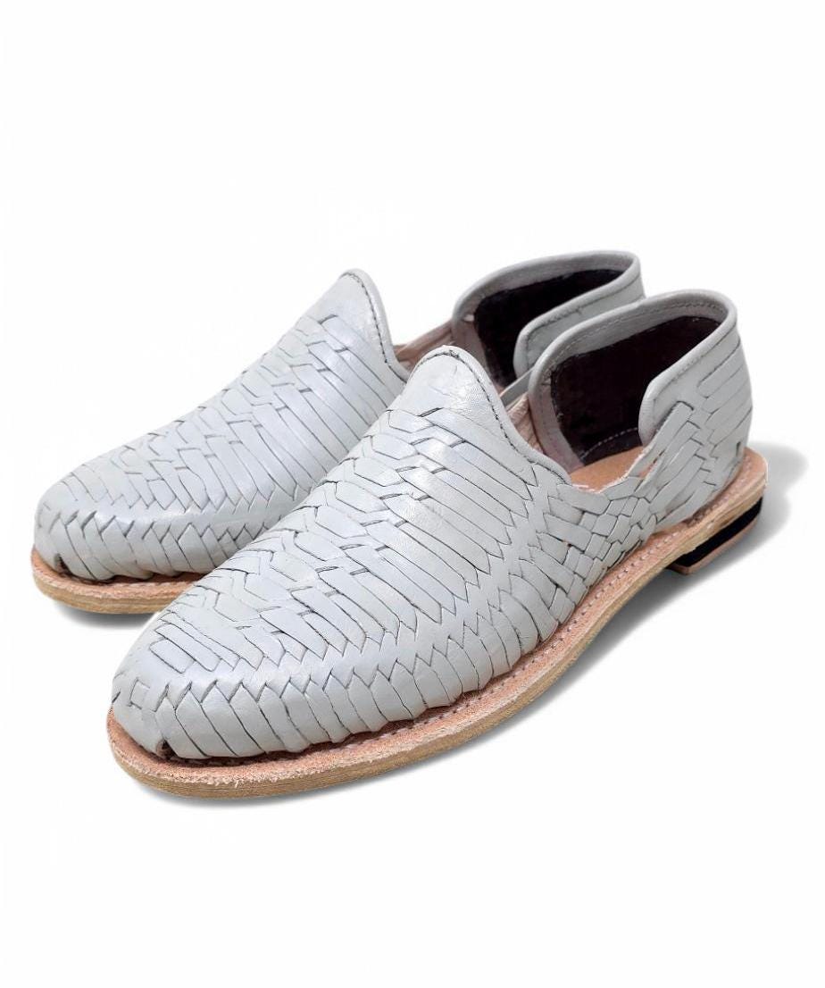 Men's Mexican Huaraches in Bone – Handmade Leather Shoes with Leather Sole
