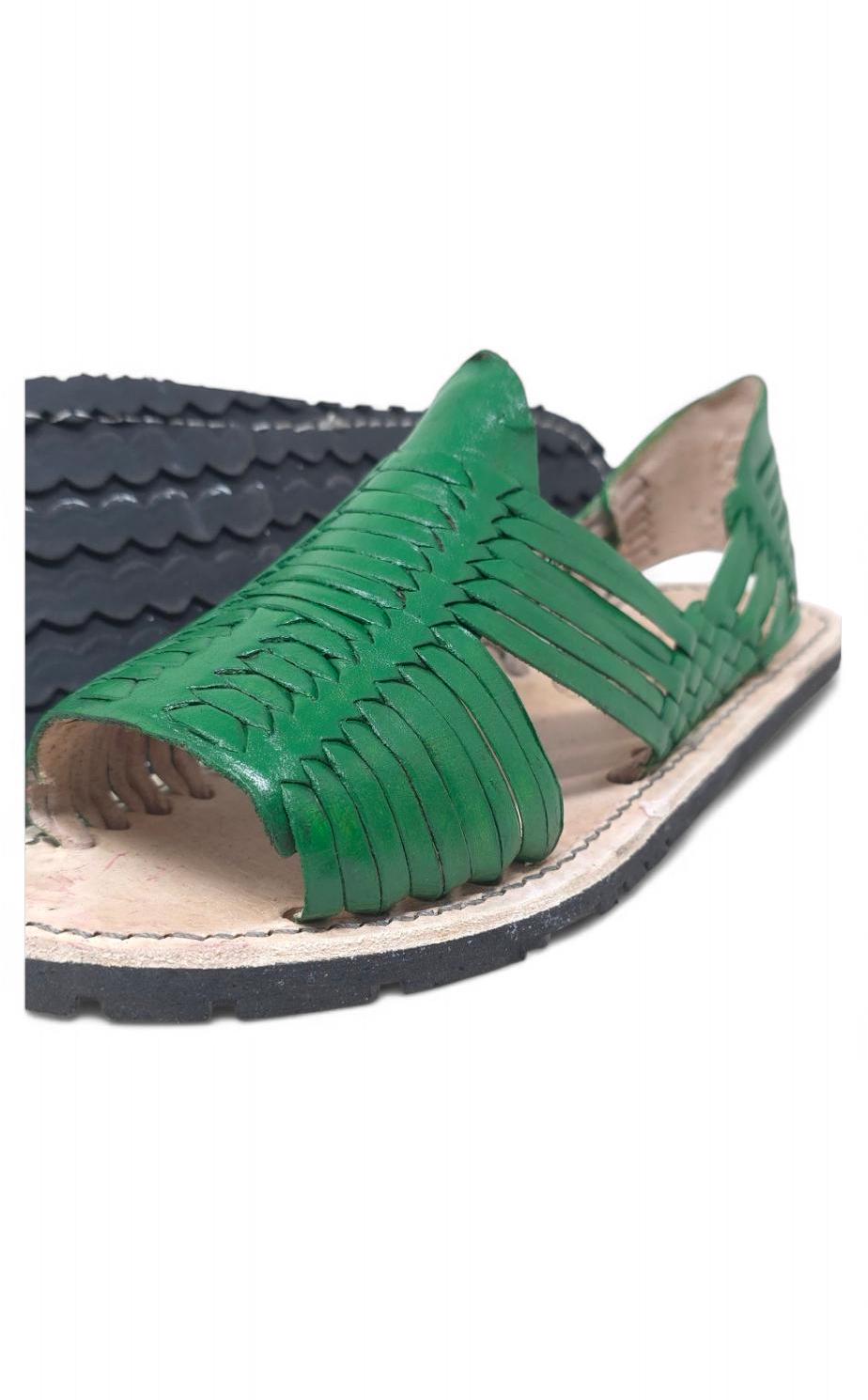 Men's Mexican Huaraches in Green – Handmade, Comfortable, and Cool, thick rubber sole, made in Mexico