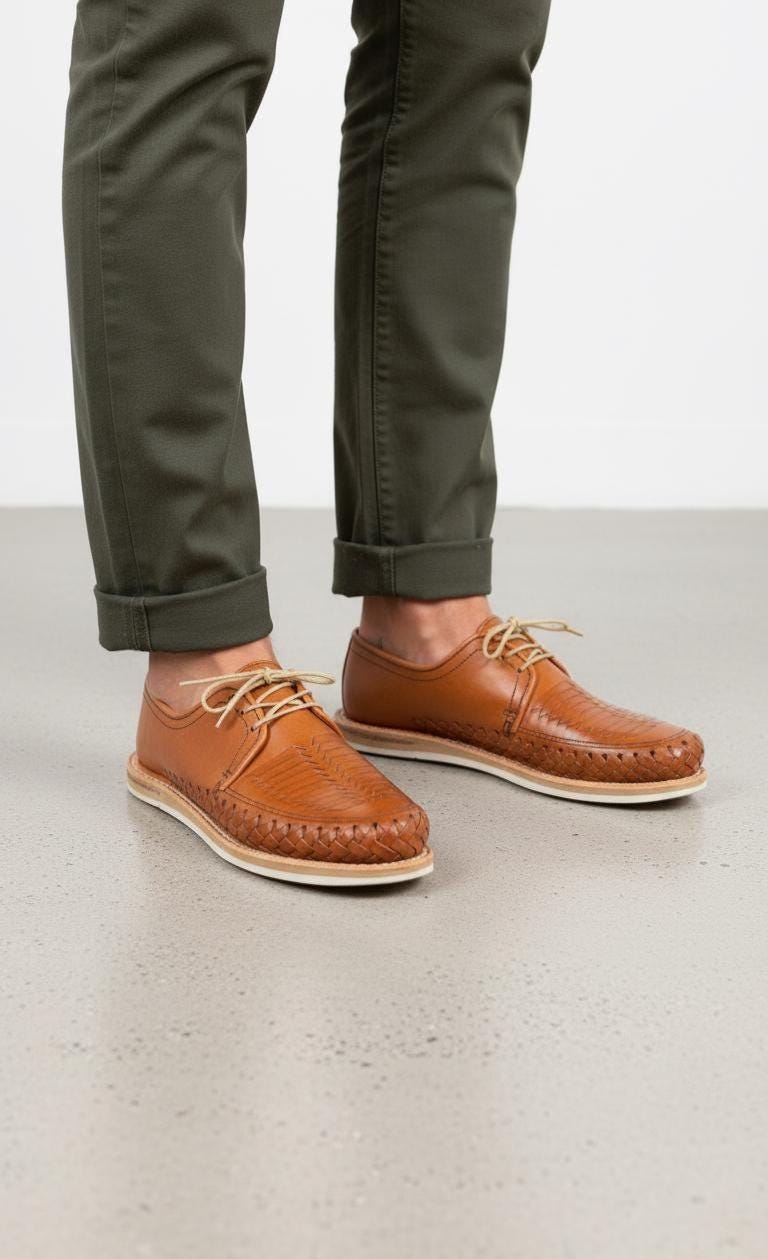 Leather Lace-Up Huaraches | Handmade Mexican Closed-Toe Sandals | Traditional Handmade Men's Shoes