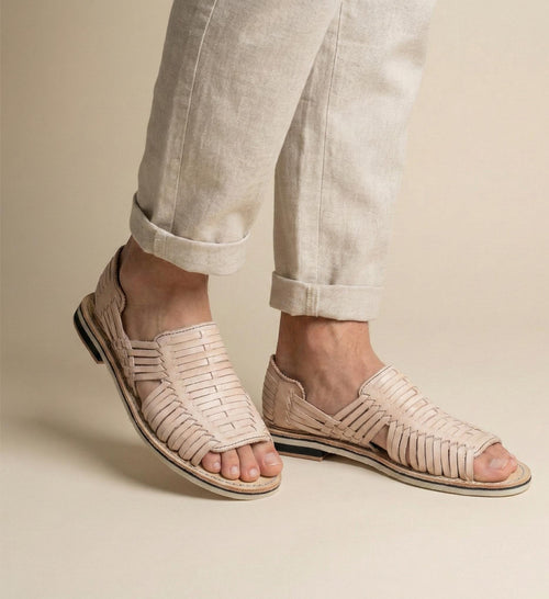 Men's Open-Toe Mexican Huaraches – Natural, Crepe Sole