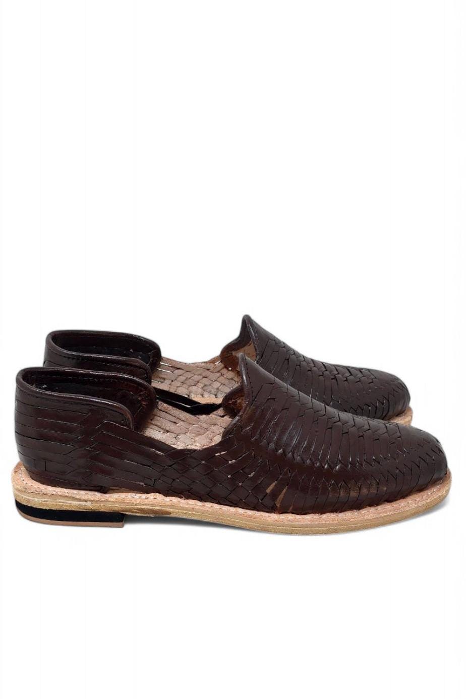 Handmade Rich Brown Leather Huaraches for Men | Comfortable Leather Sole | Mexican Artisan Footwear