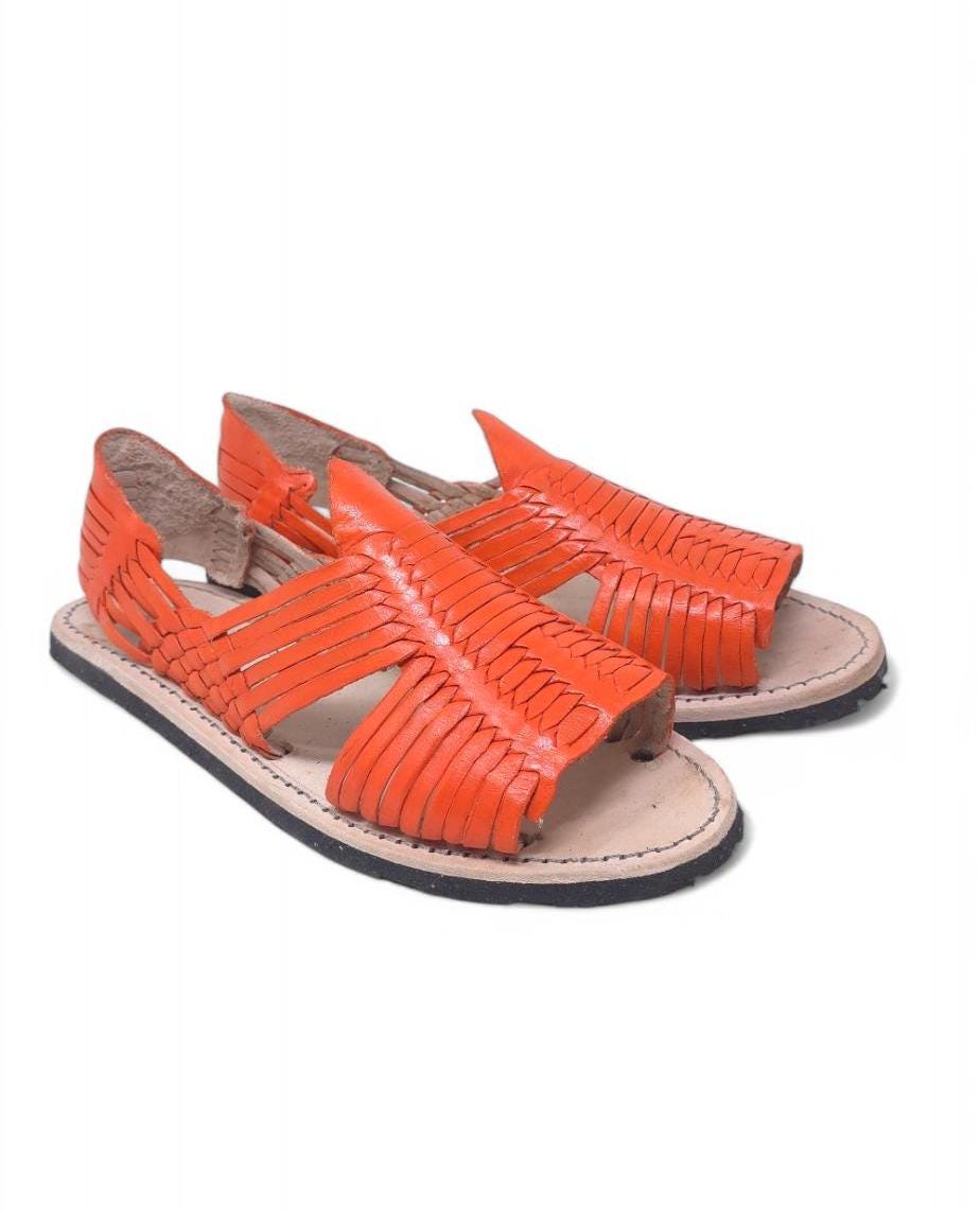 Orange Men's Huaraches - Sizes 7-12 US | Comfortable, Cool, and with Thick Rubber Sole | Eye-Catching Design