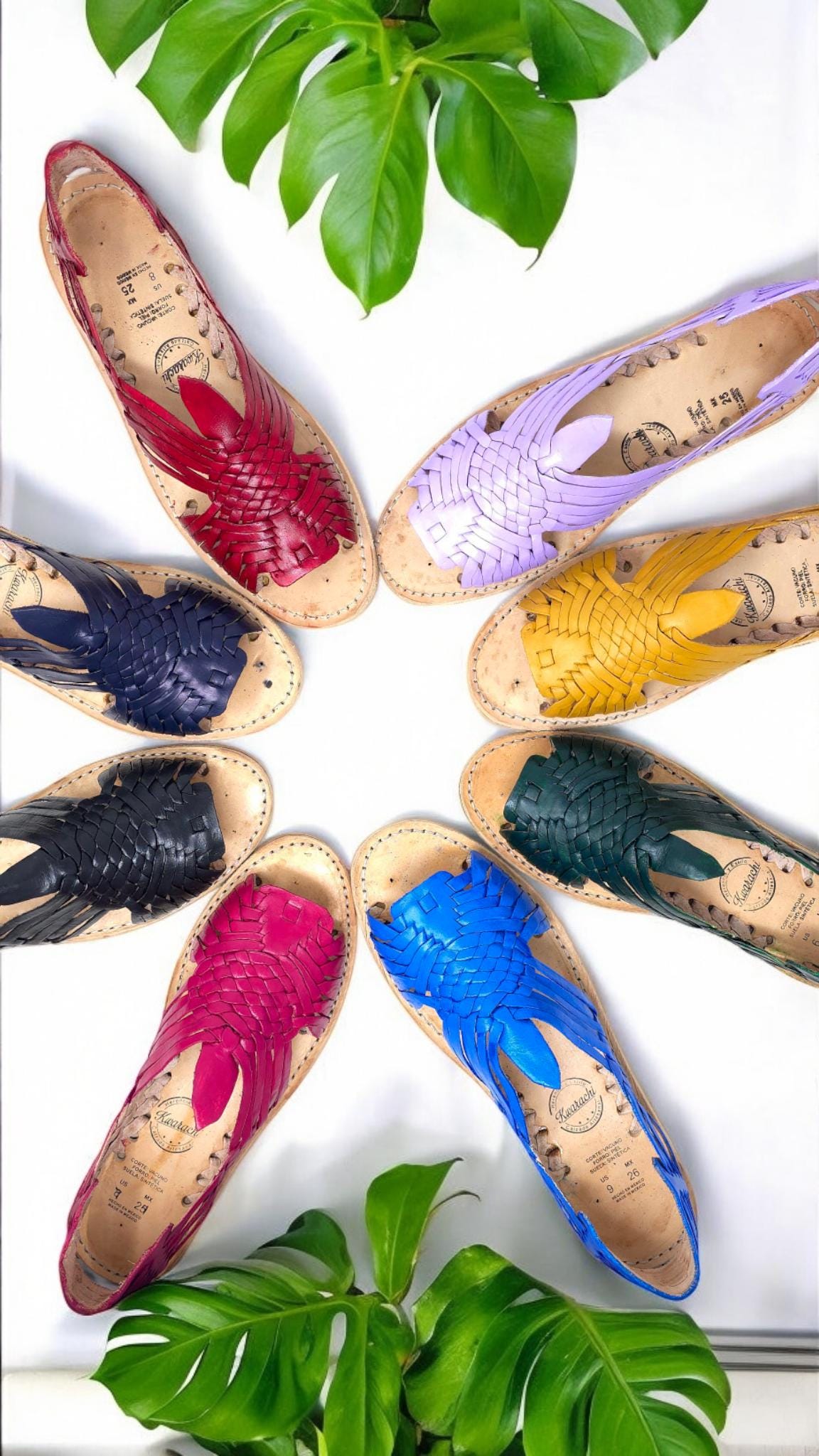 Pachuco Style Mexican Huaraches for Women - Handmade Sandals in 8 Different Colors - Sizes 5-10 US
