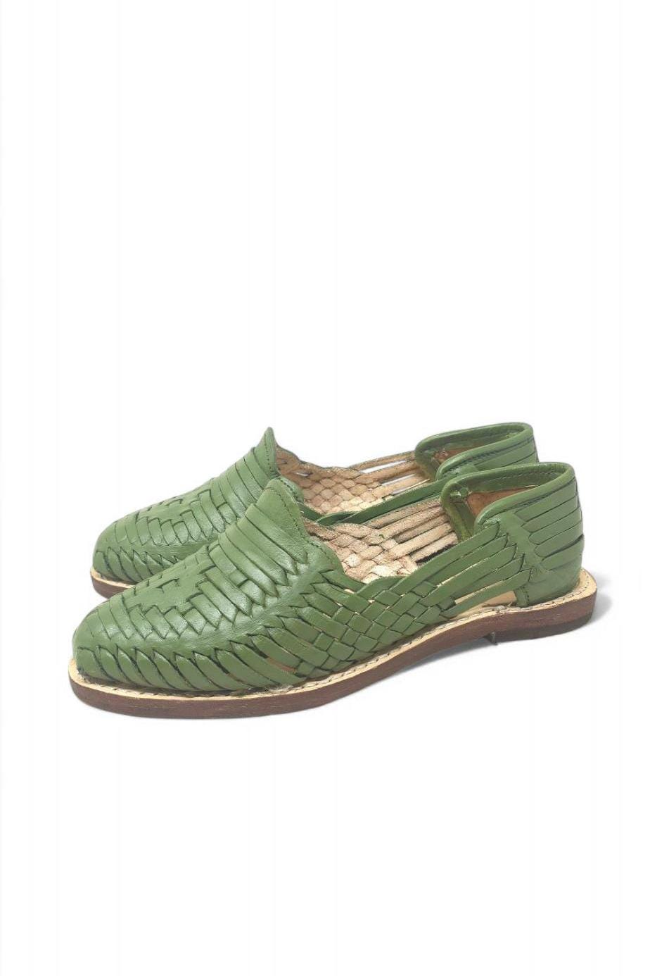 Mexican Huaraches for Women in Avocado Color – Handmade Sandals with Genuine Leather Sole