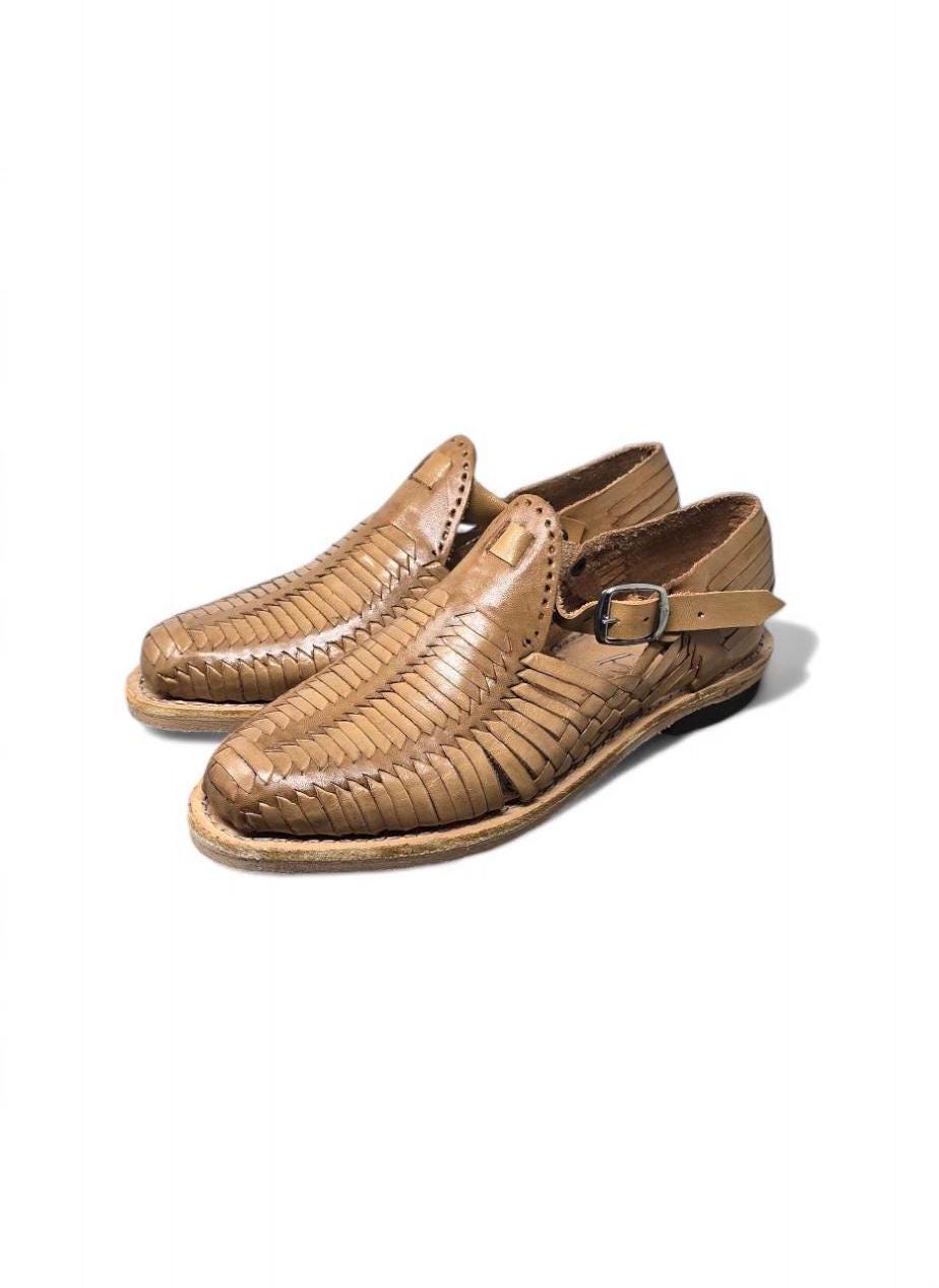 Women's Mexican Huaraches - Handcrafted Leather Sandals in Honey and Dark Red