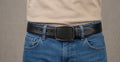 Men's snake-embossed leather belt, buckle with leather insert, 40mm, made in Mexico