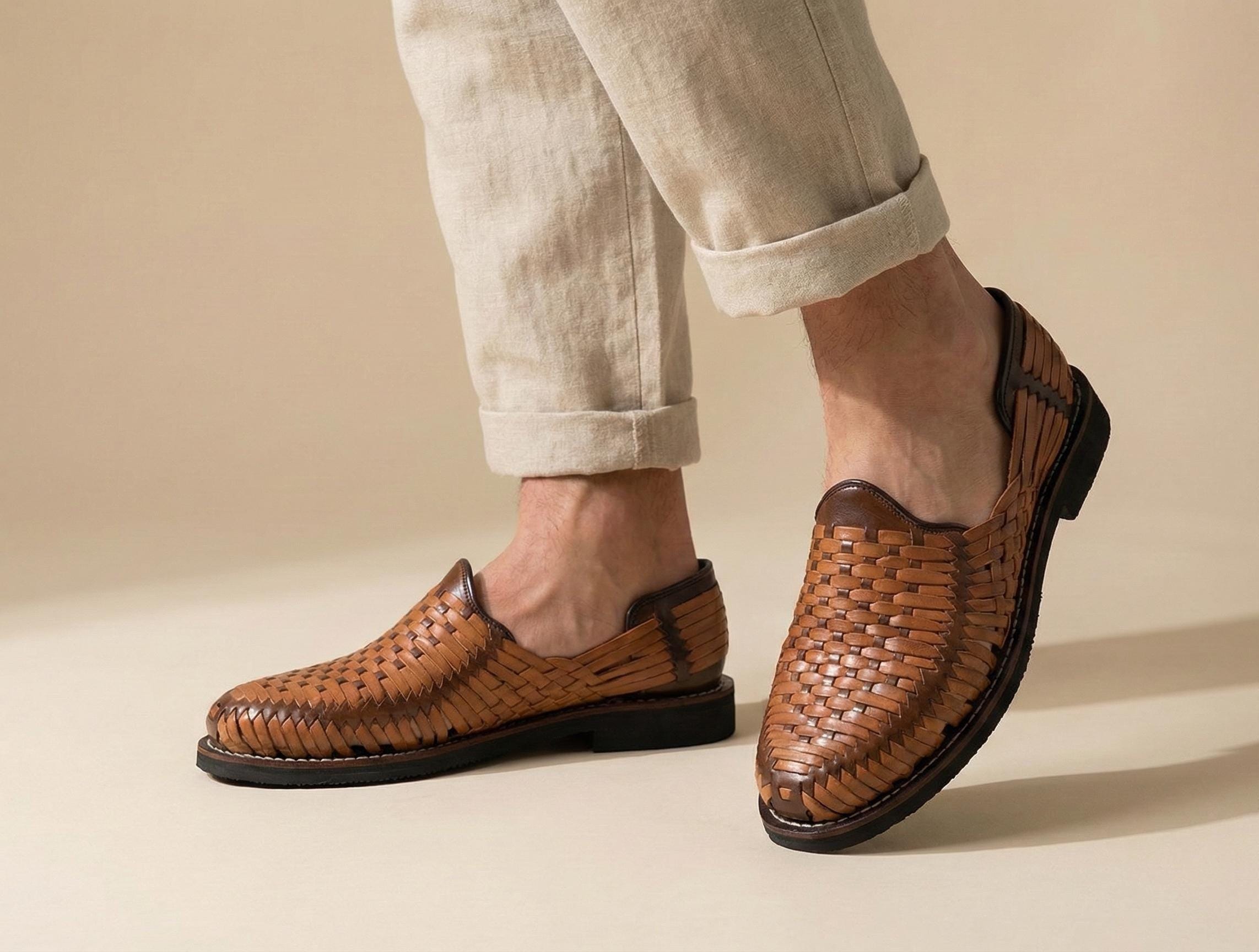 Huaraches cerrados para hombre – cuero, suela de goma