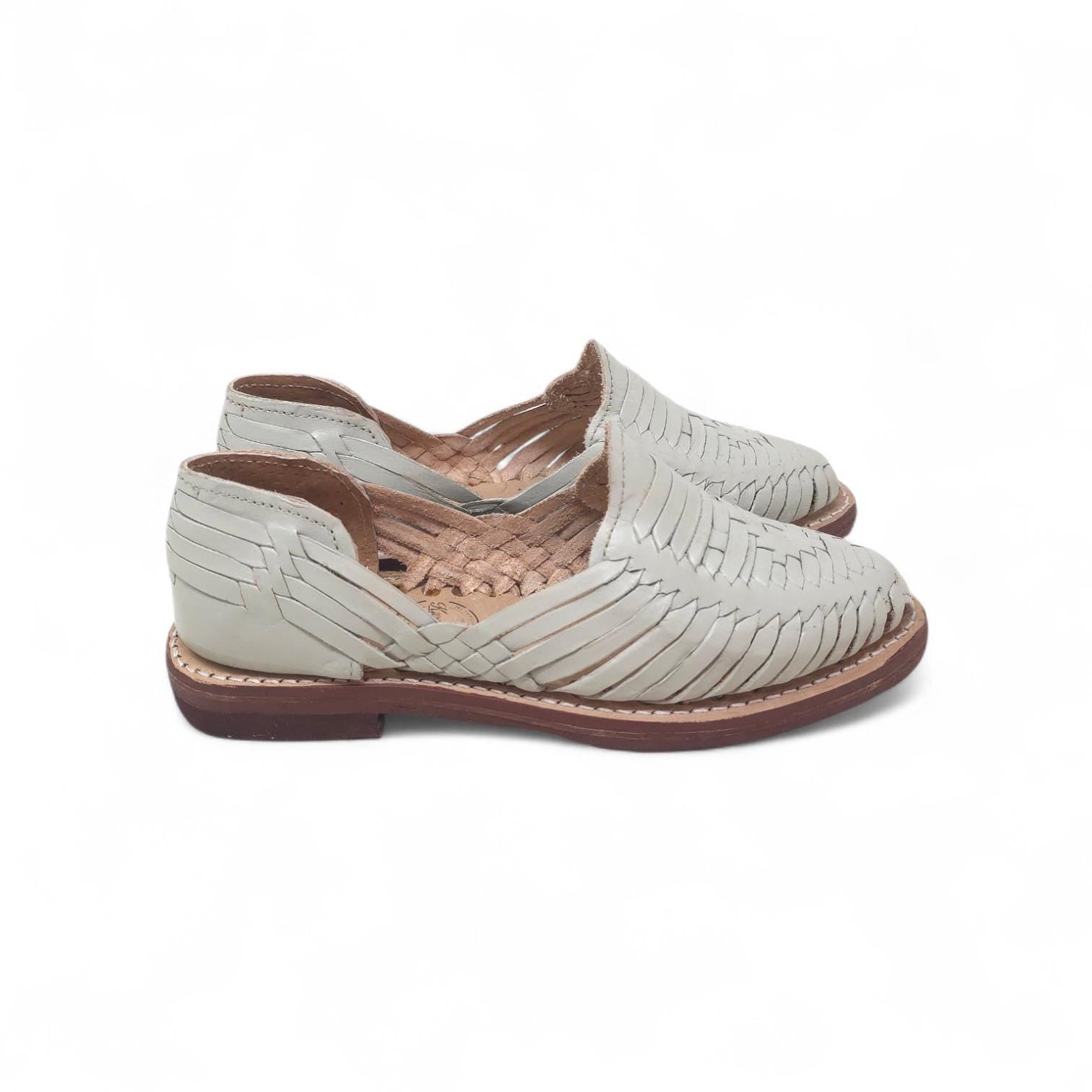 Mexican Huaraches Bone closed toe genuine leather cowhide sole for women handmade in Mexico