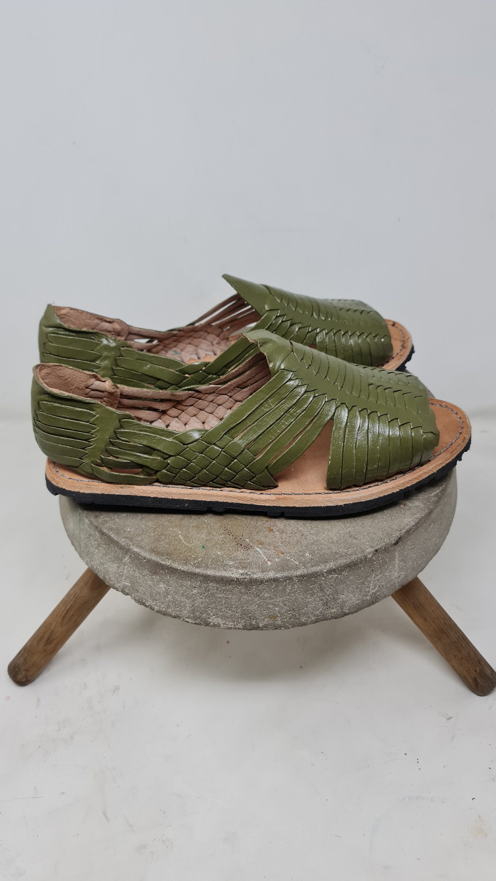 Men's Mexican Huaraches Avocado Green - Open Toe - Durable Rubber Sole - Exclusive Footwear - Direct Shipping from Mexico
