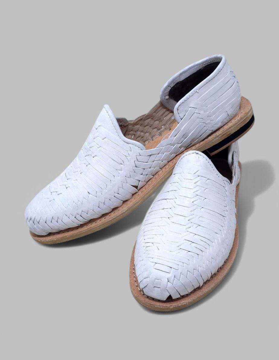 Men's White Huaraches - Rawhide Sole | Sizes 5-13 US | Comfortable, Cool, and Versatile | Handmade Footwear