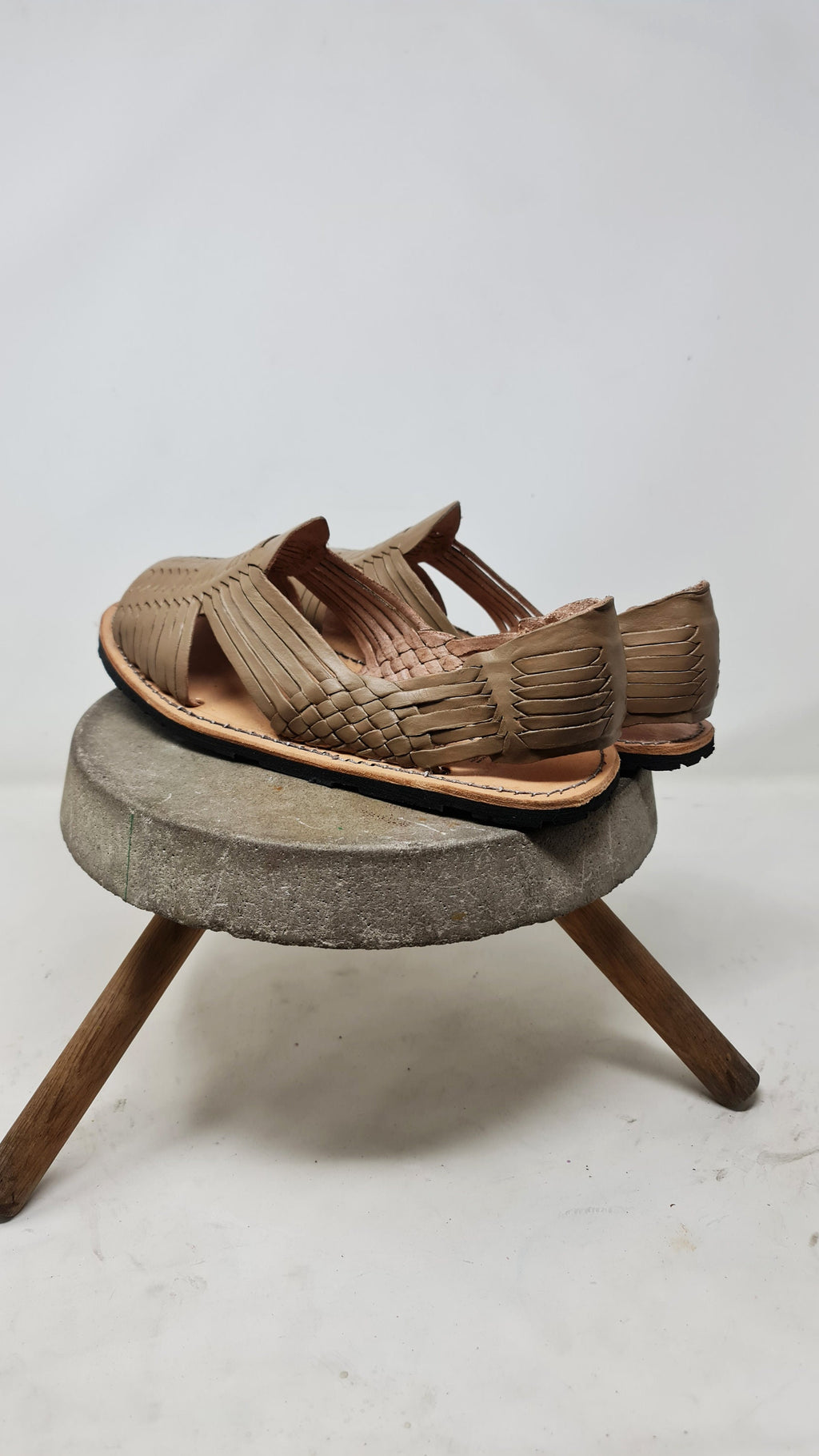 Mexican Huaraches for Men in Dark Taupe with Durable Rubber Sole
