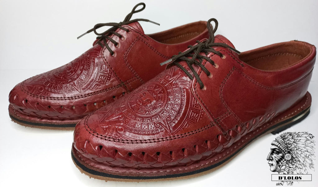 Huaraches con agujetas para hombre – grabado calendario azteca