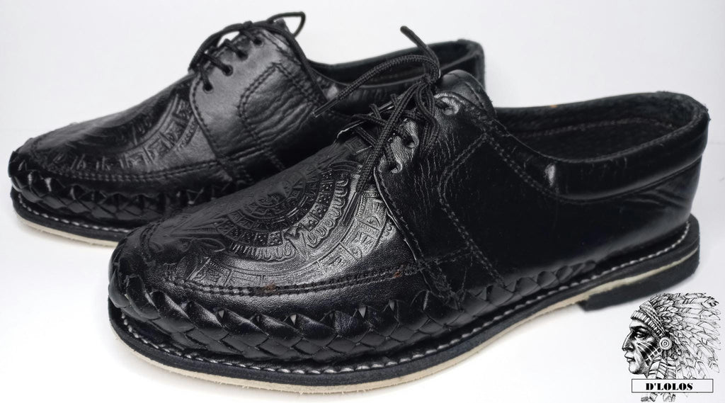 Huaraches con agujetas para hombre – grabado calendario azteca