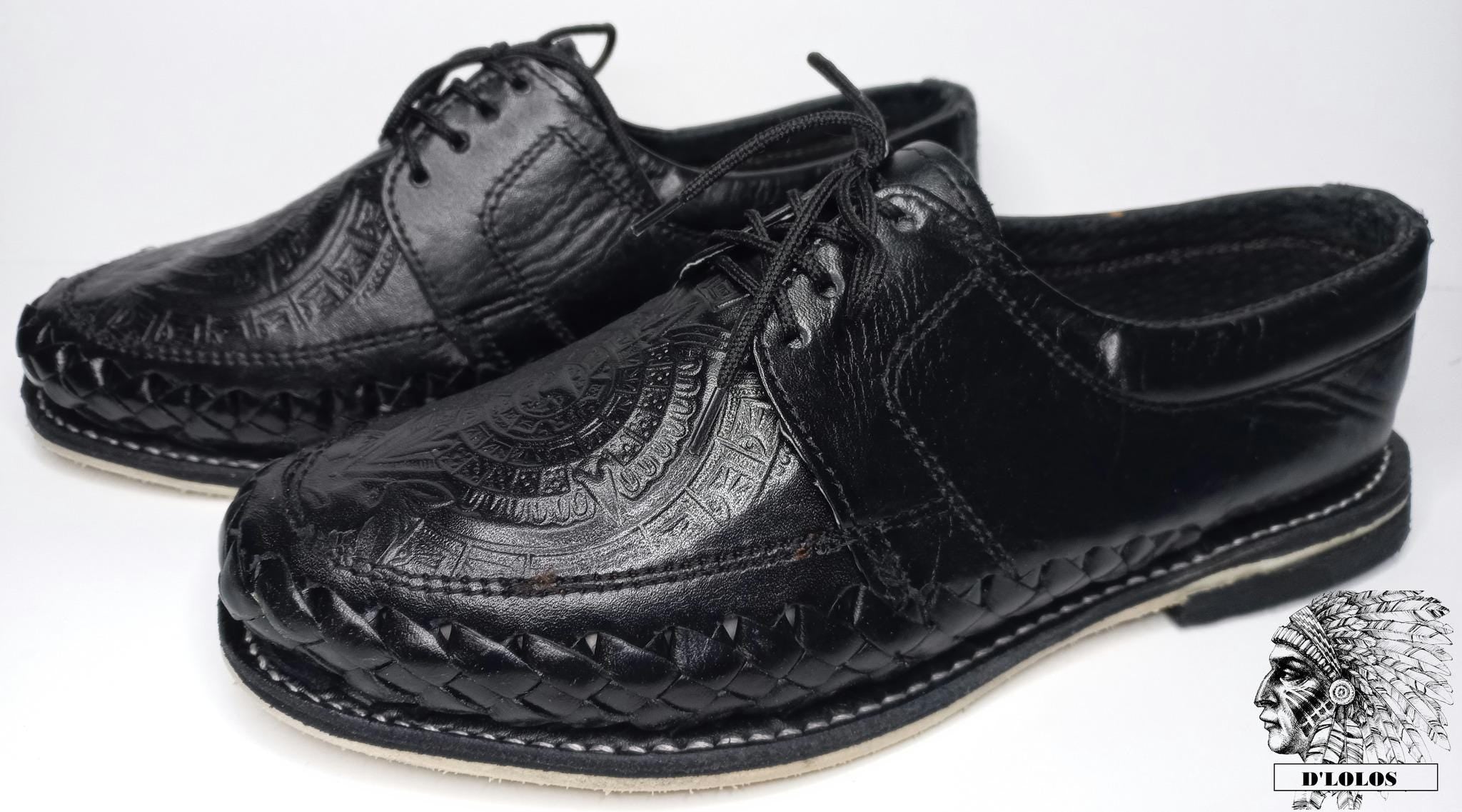 Huaraches con agujetas para hombre – grabado calendario azteca