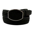 Kids black western belt with bull neck texture, 30 mm, shield-shaped buckle, sizes 22 to 32