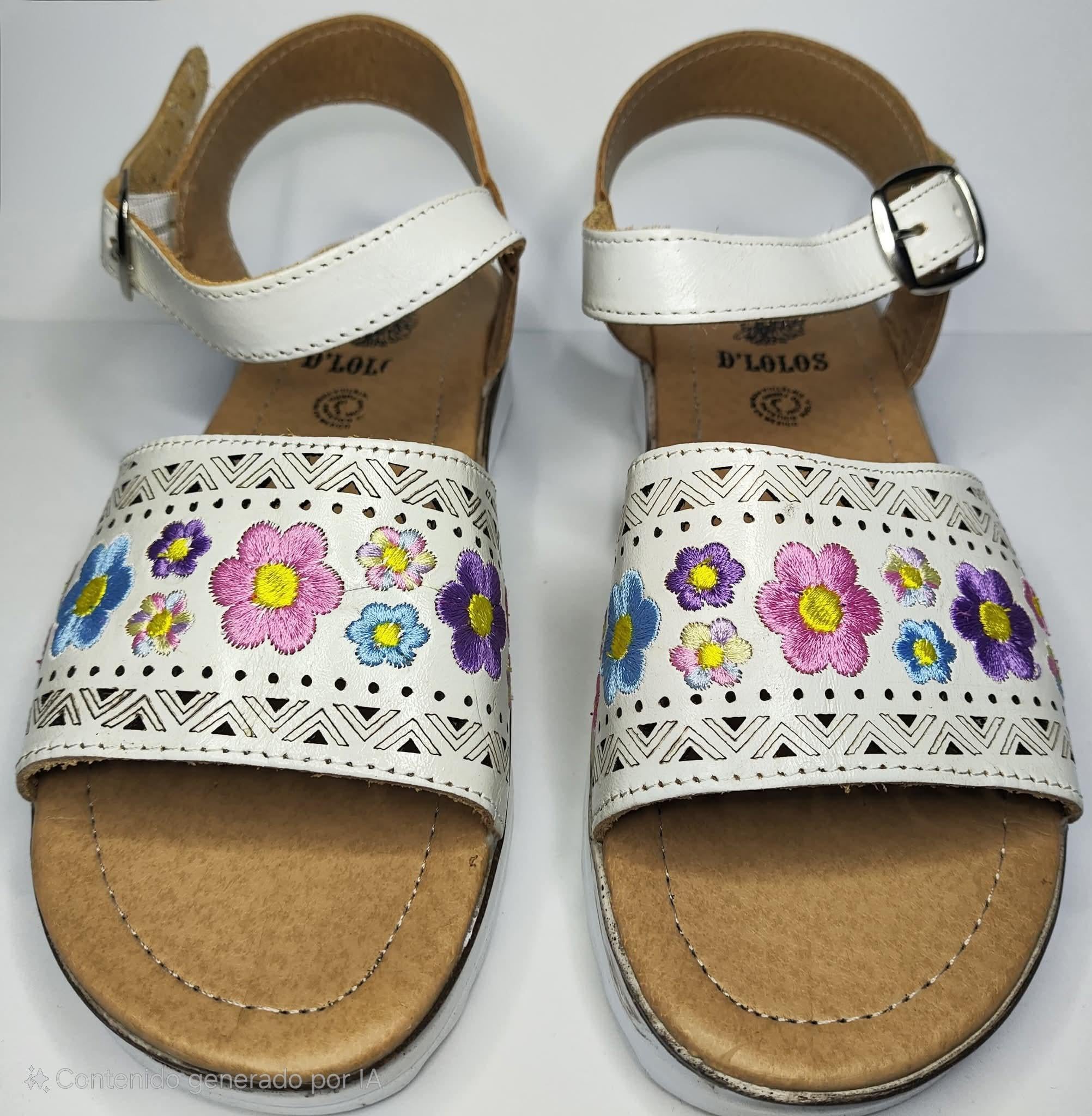 Handmade huaraches for women with embroidered flowers | Ankle strap and high sole | Comfortable, cool, and colorful