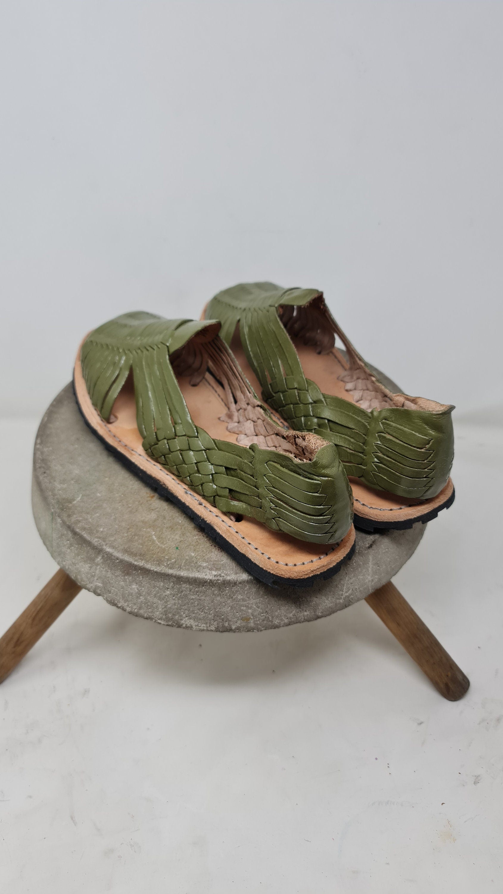 Men's Mexican Huaraches Avocado Green - Open Toe - Durable Rubber Sole - Exclusive Footwear - Direct Shipping from Mexico