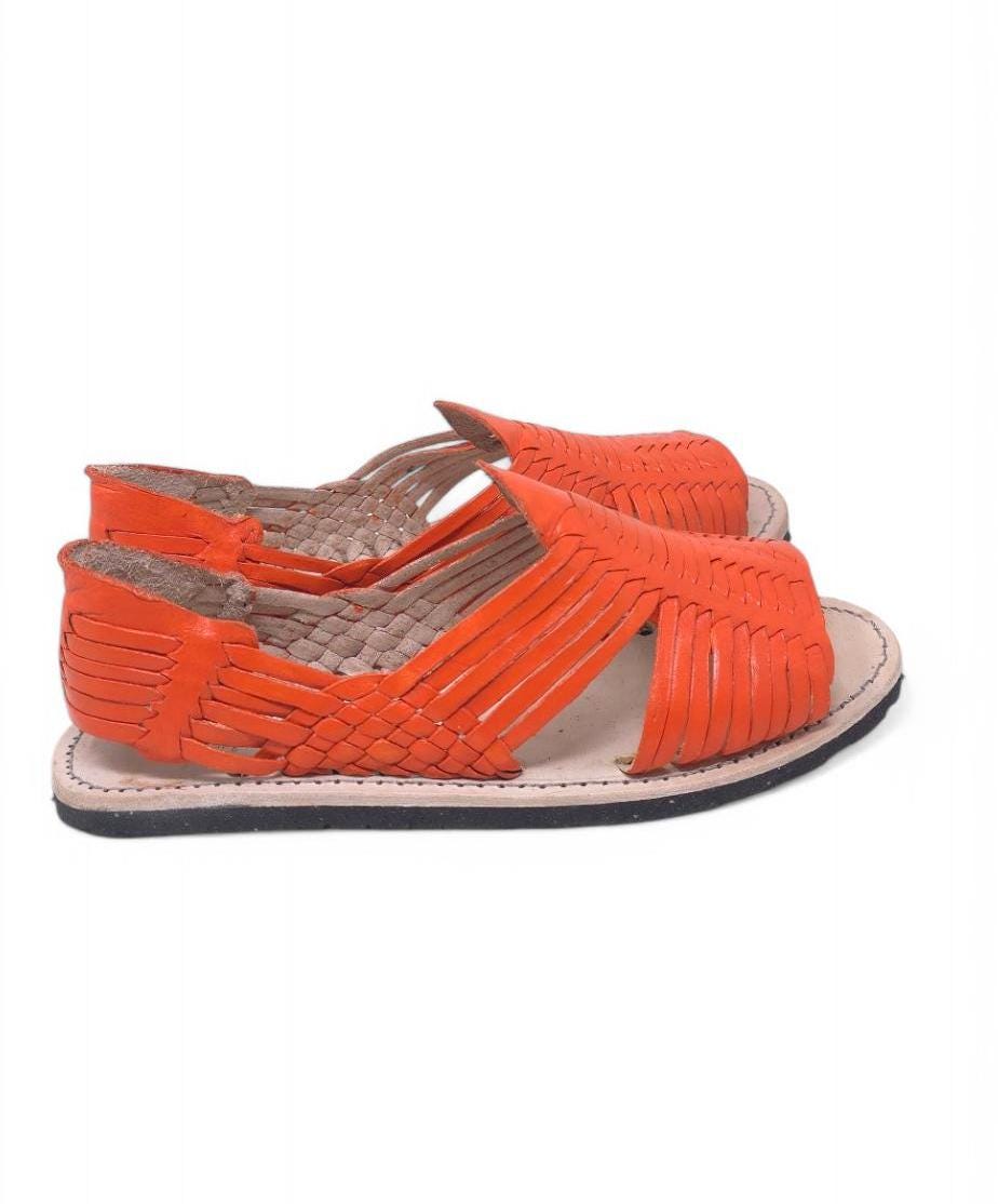 Huaraches para Hombre Naranja - Tallas 7-12 US | Cómodos, Frescos y con Suela Gruesa de Hule | Diseño Llamativo