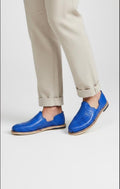Men's Blue Leather Huaraches – Handmade, Leather Sole, Comfortable and Cool, Made in Mexico