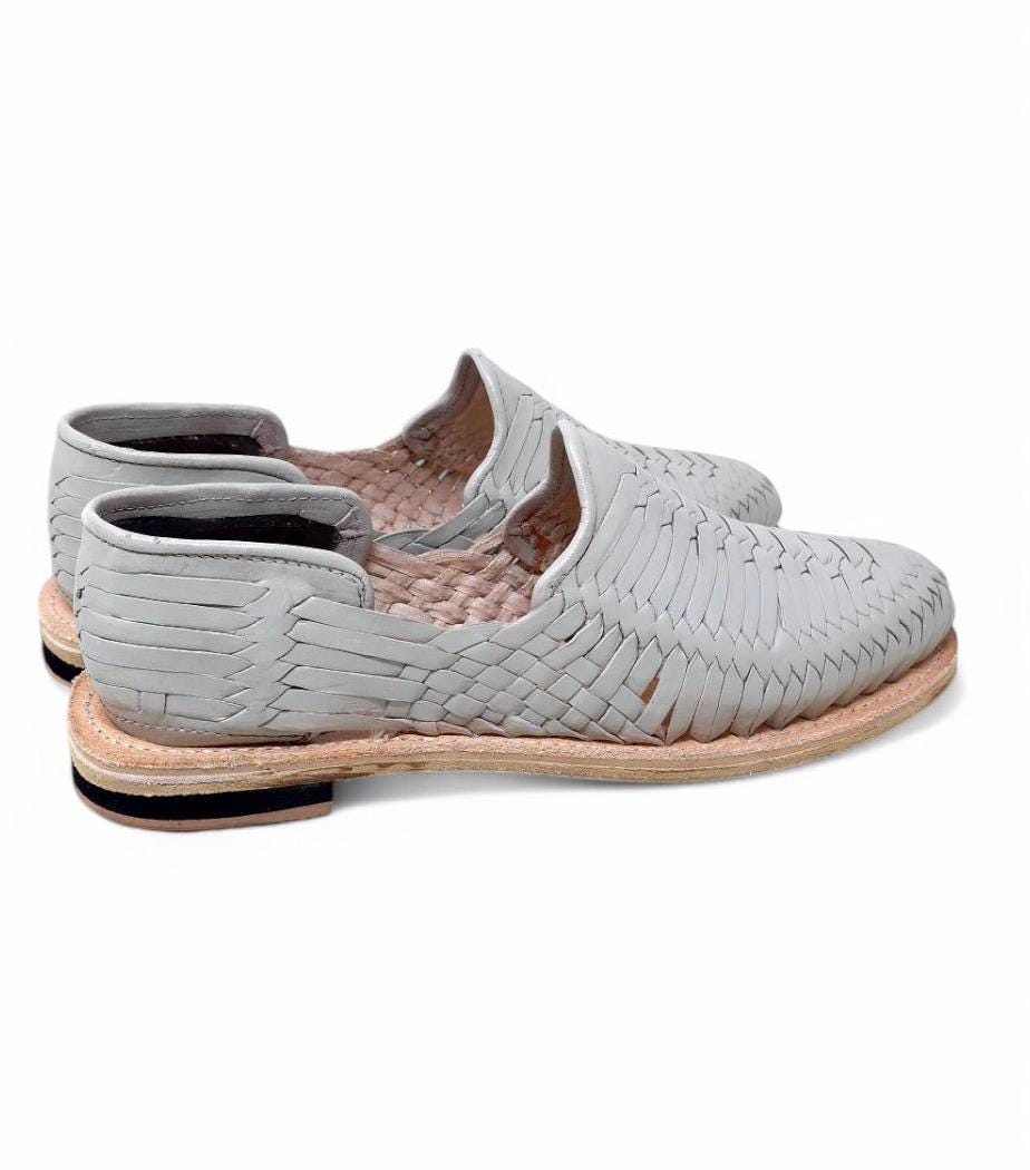 Men's Mexican Huaraches in Bone – Handmade Leather Shoes with Leather Sole