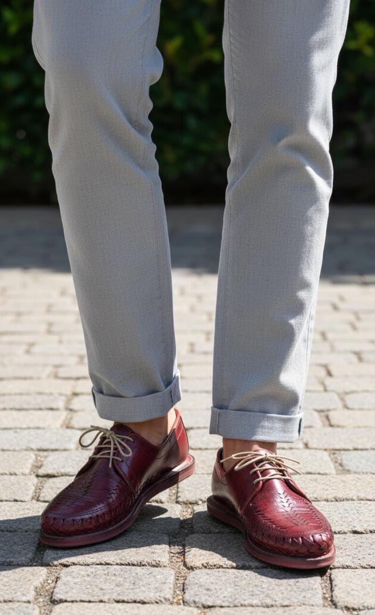 Leather Lace-Up Huaraches | Handmade Mexican Closed-Toe Sandals | Traditional Handmade Men's Shoes