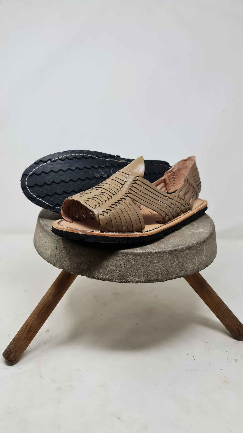 Mexican Huaraches for Men in Dark Taupe with Durable Rubber Sole