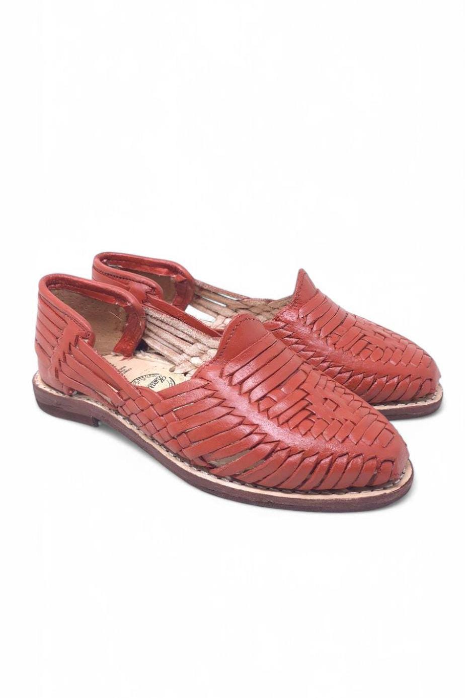 Women's Mexican Huaraches in Brick Color – Authentic Leather Sandals, Comfortable and Fresh, Handmade