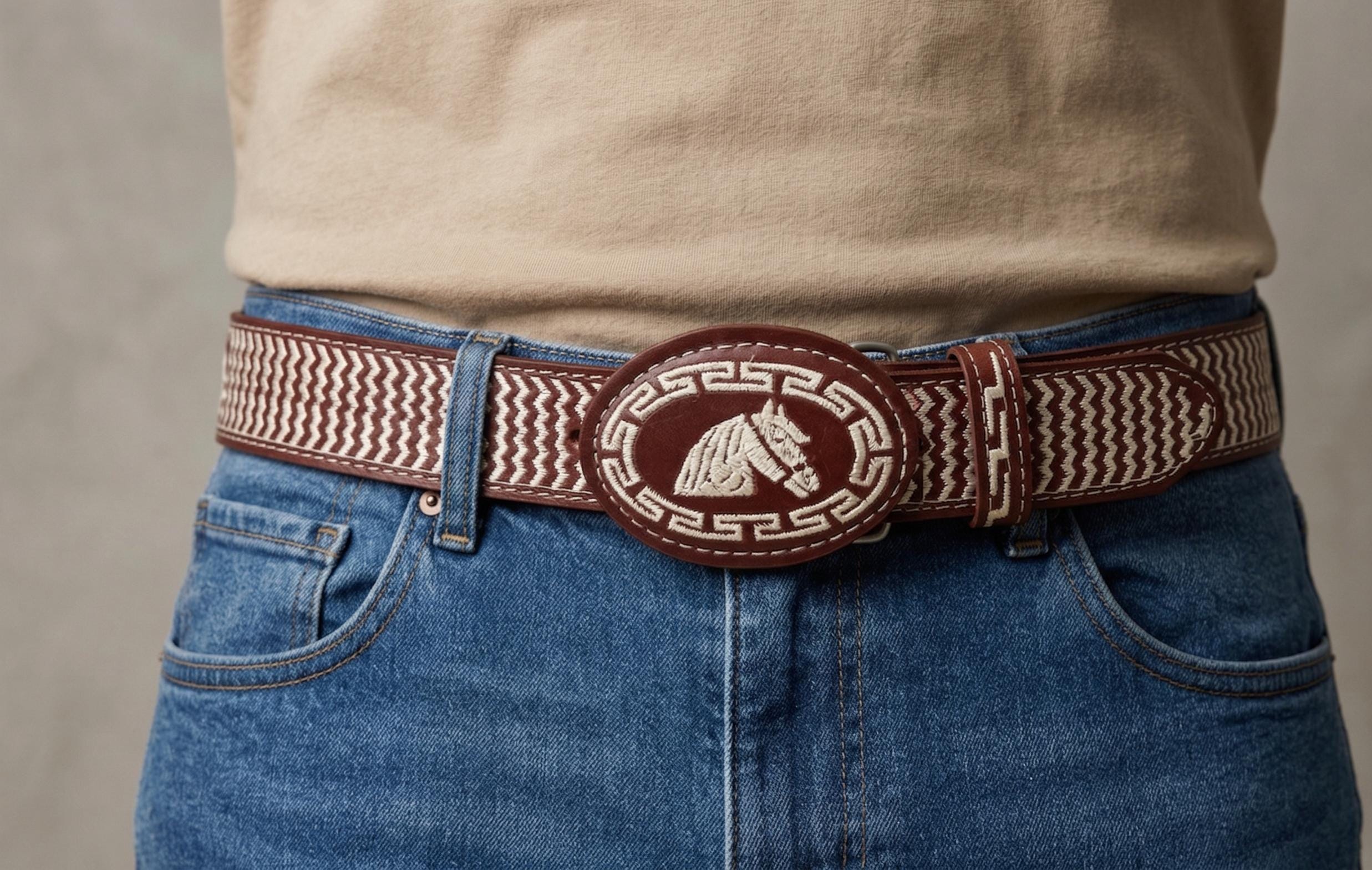 Men's embroidered Western cowhide belt, handcrafted 40 mm leather belt, various colors and sizes 32-46