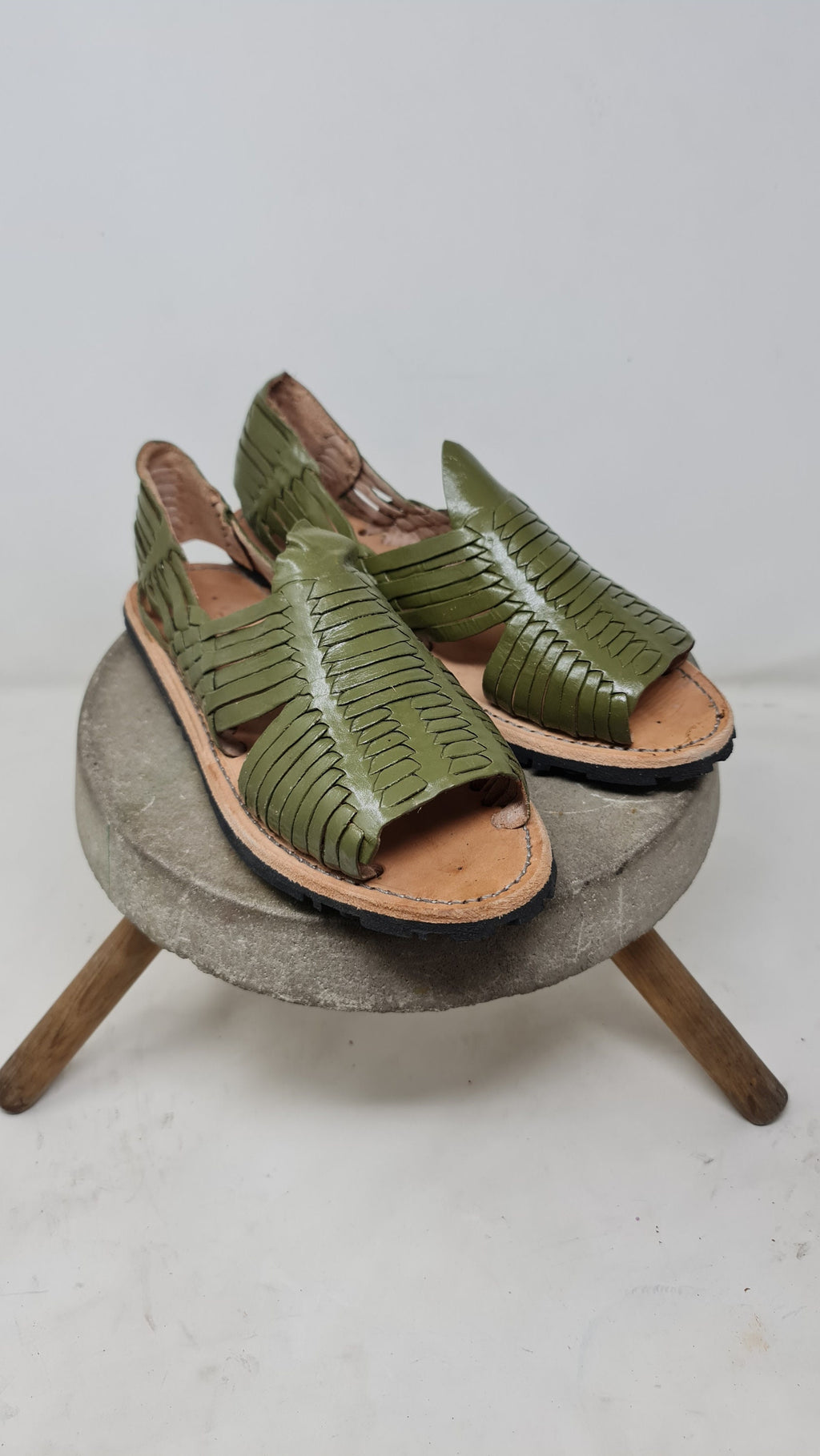 Men's Mexican Huaraches Avocado Green - Open Toe - Durable Rubber Sole - Exclusive Footwear - Direct Shipping from Mexico