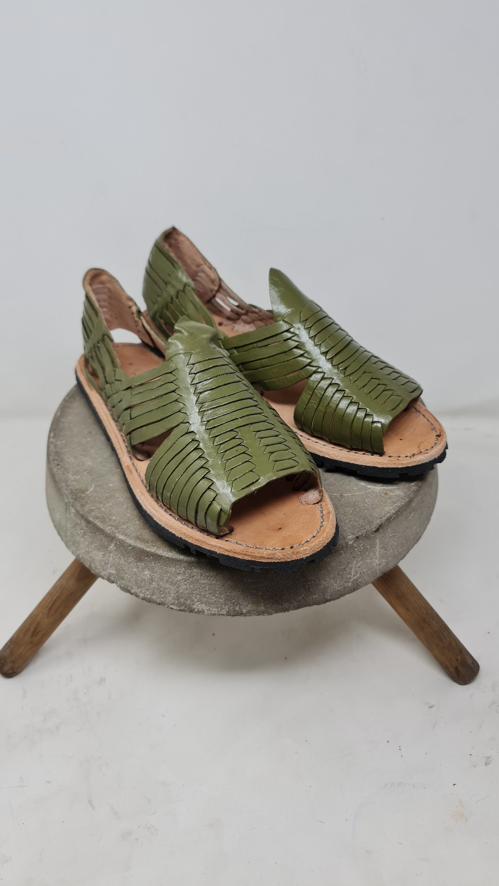 Men's Mexican Huaraches Avocado Green - Open Toe - Durable Rubber Sole - Exclusive Footwear - Direct Shipping from Mexico
