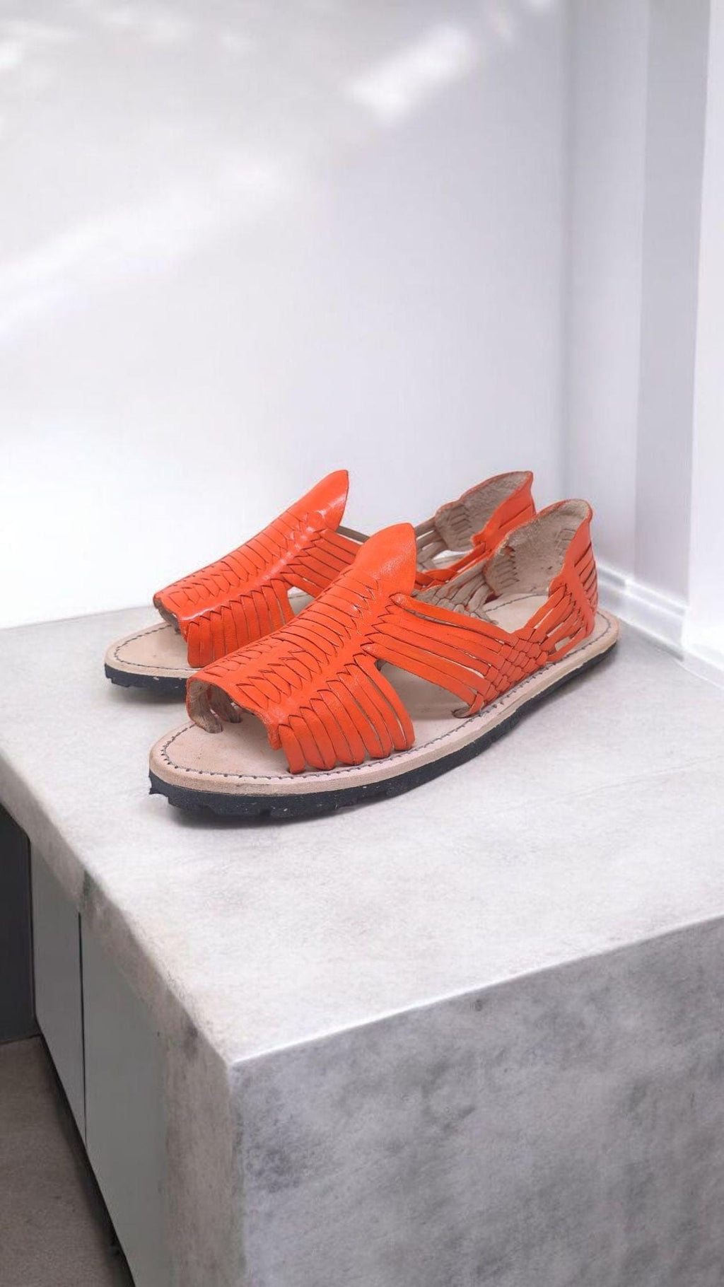 Orange Men's Huaraches - Sizes 7-12 US | Comfortable, Cool, and with Thick Rubber Sole | Eye-Catching Design