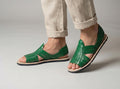 Men's Mexican Huaraches in Green – Handmade, Comfortable, and Cool, thick rubber sole, made in Mexico