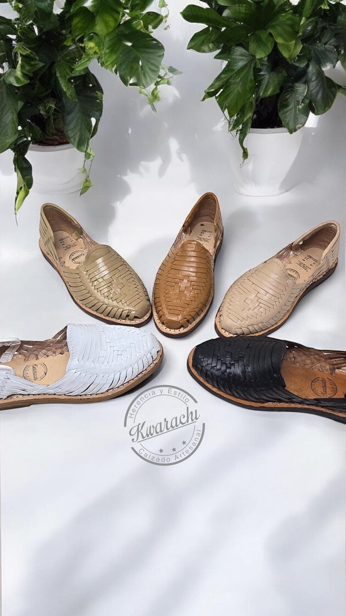 Handmade Leather Huaraches for Women – Neutral Colors: White, Black, Beige, Taupe and Satchel Tan – Mexican Shoes, all sizes