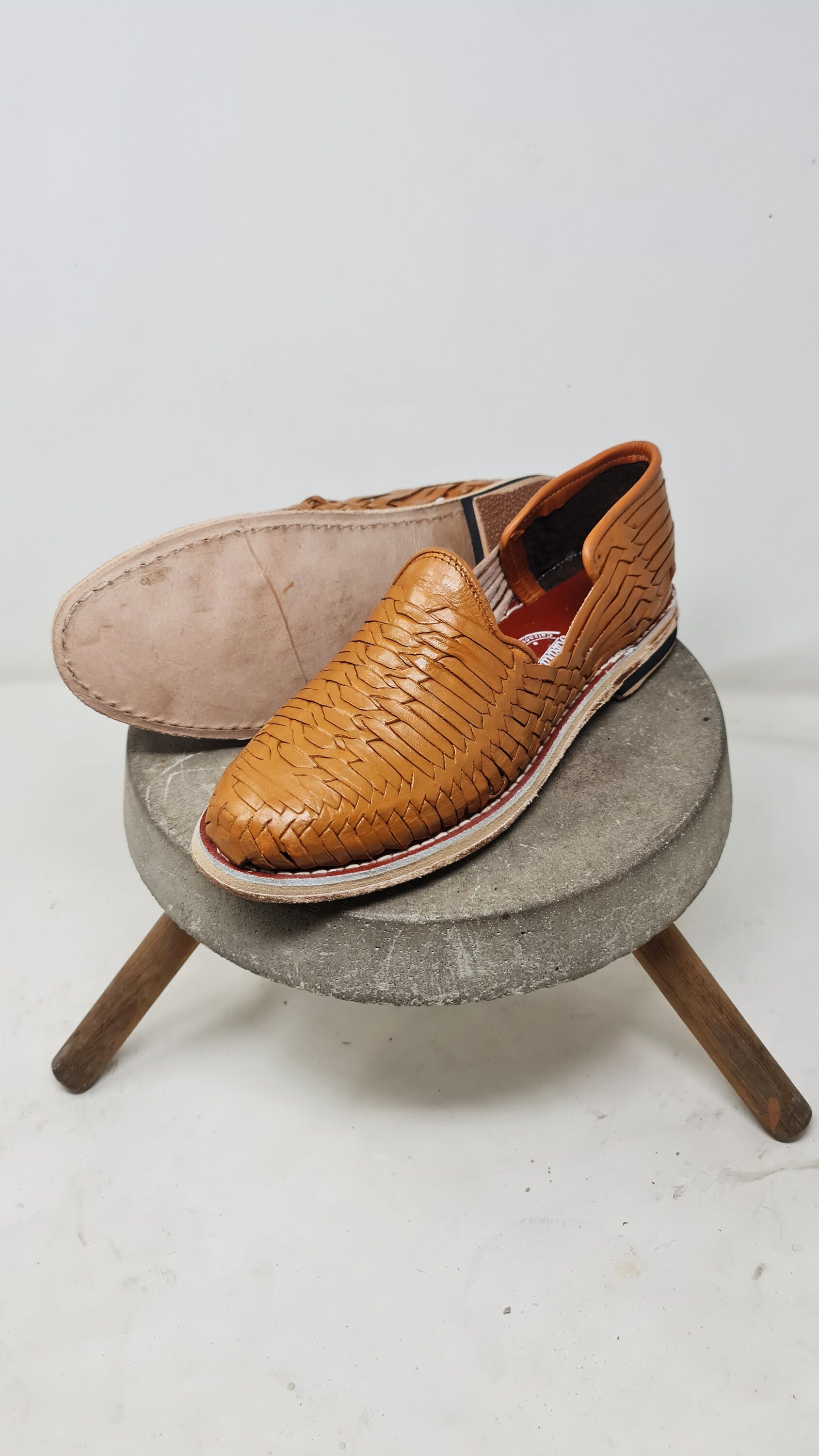 Men's Mexican Huaraches in Tan Satchel with Leather Sole | Shipped from Mexico