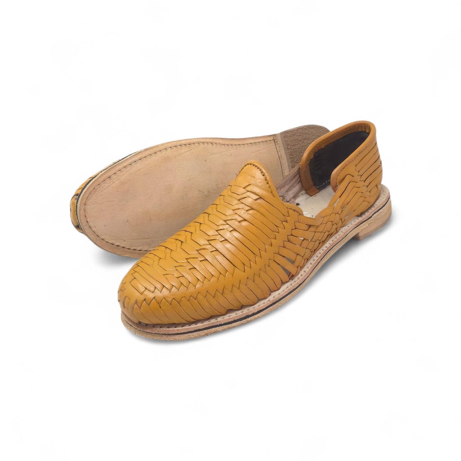 Mexican Huaraches for Men Closed Toe Mustard Genuine Leather Leather Sole Handmade in Mexico